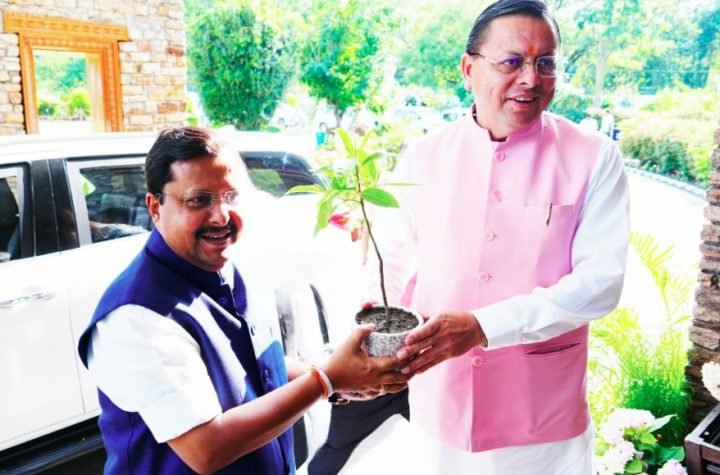 मुख्यमंत्री धामी ने भाजपा के राष्ट्रीय अध्यक्ष नितिन नवीन का सीएम आवास में किया स्वागत