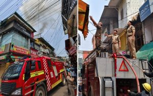 पलटन बाजार में कपड़ों के गोदाम में लगी आग, लाखों का सामान जलकर राख