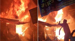 अजमेरी बाजार में कई दुकानों लगी भीषण आग, करीब 20 मिनट बाद पहुंची दमकल टीम